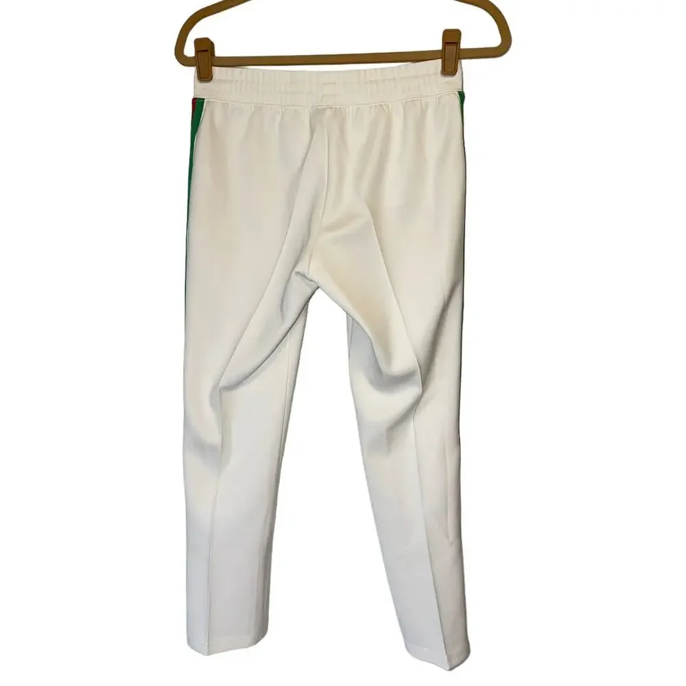 Pam & Gela Cropped Mid Rise White Track Pants Joggers Rainbow Stripes Small - Picture 5 of 14